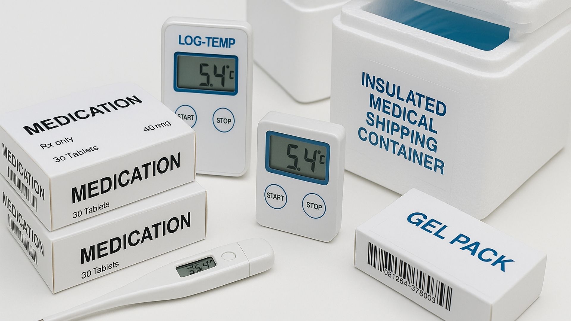 Medical packaging with digital temperature monitors and insulated containers